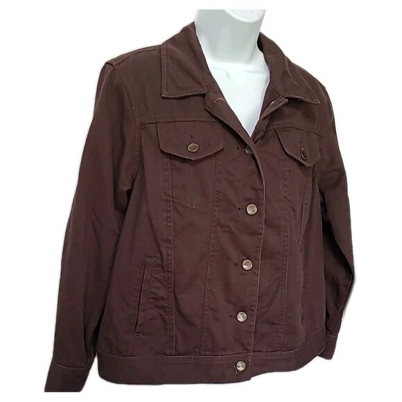 Bridgewater Studio Vintage Denim Jacket Womens 14WP Brown Trucker Pockets - Picture 2 of 10